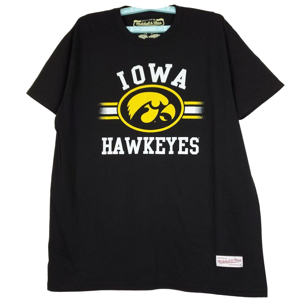 Iowa Hawkeyes Mitchell & Ness NCAA L Large Shirt Team Print Logo Black NWT